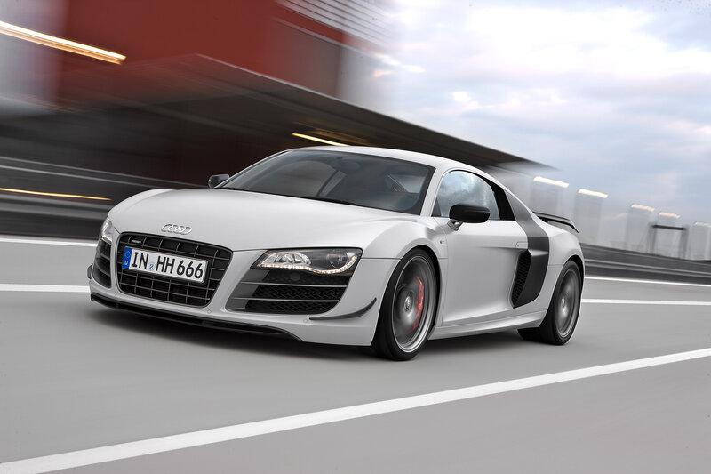 White Audi R8 Sports Car — Silver, Dynamic