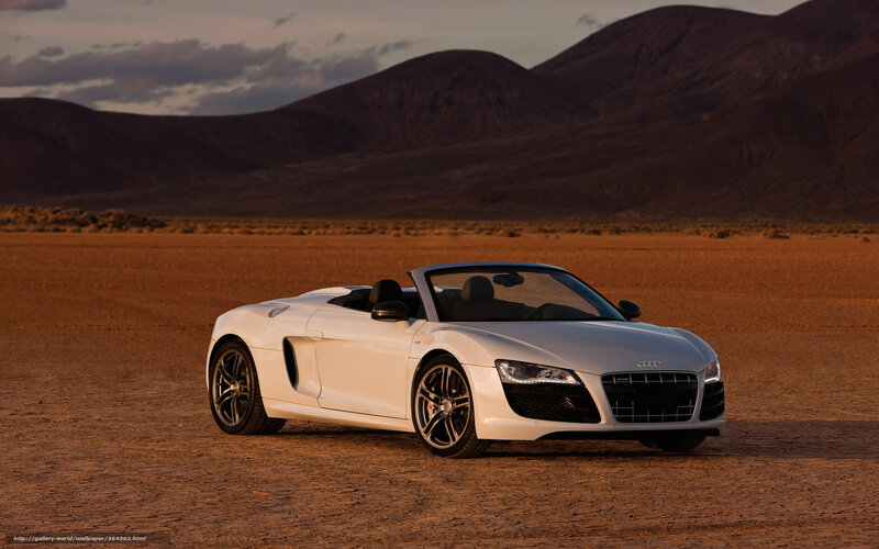 White Audi R8 Spyder — Dramatic, Sunset