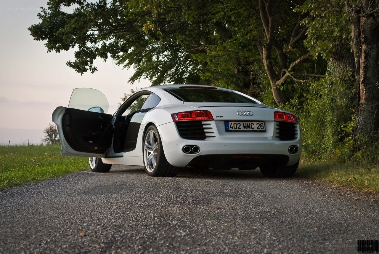 White Audi R8 with open door