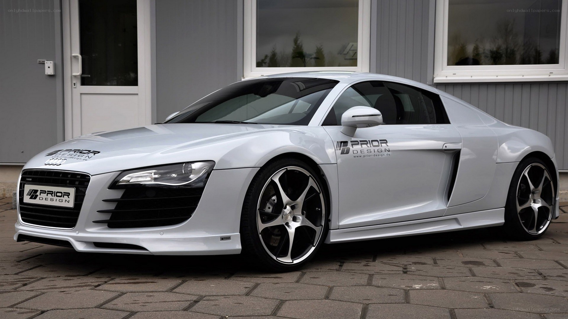 white audi r8 with prior design