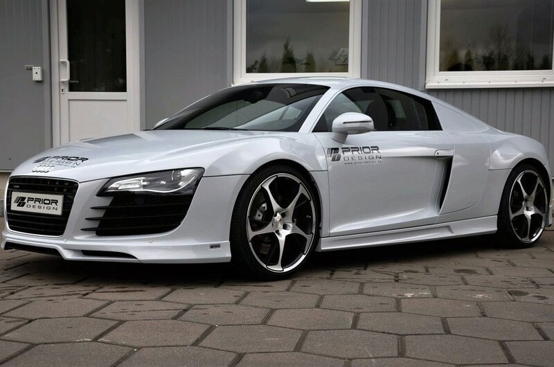 white audi r8 with prior design