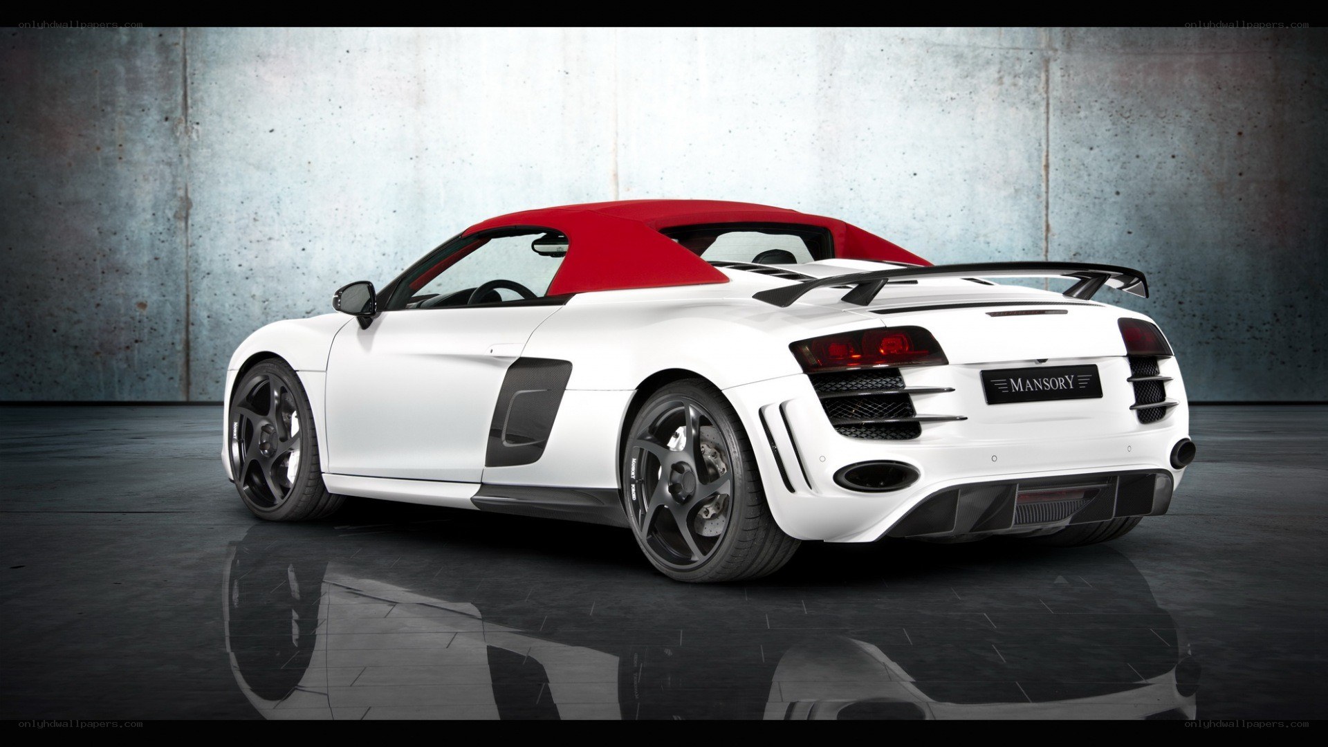 white audi r8 with red top
