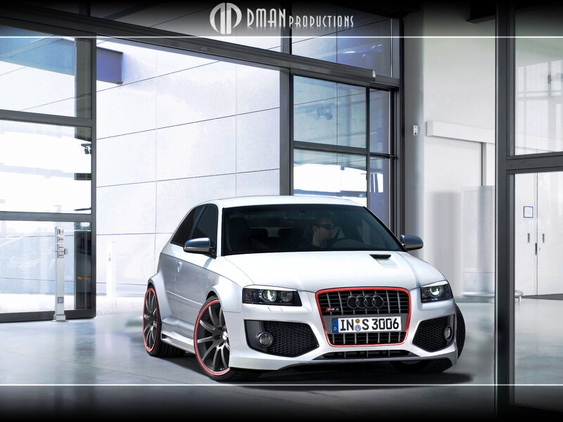 White Audi RS3 in modern garage