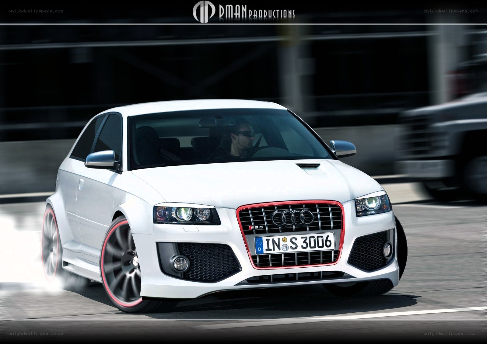 white audi rs3 in motion