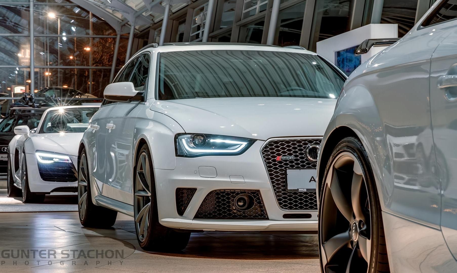White Audi RS4 on display