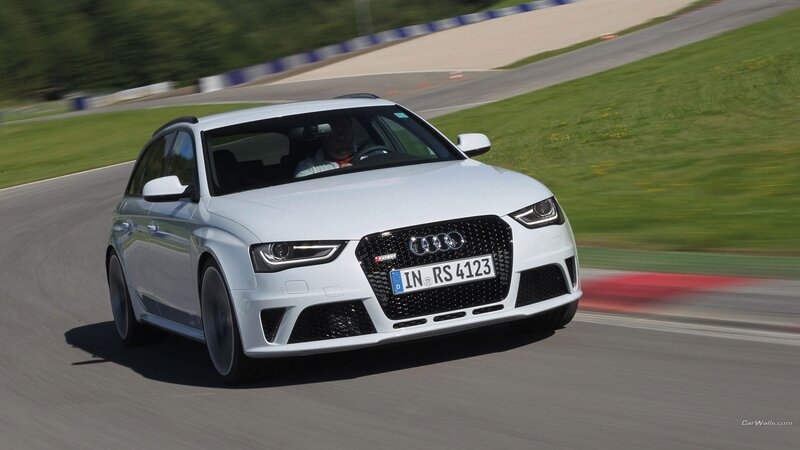 White Audi Rs4 on Track — Dynamic, Afternoon