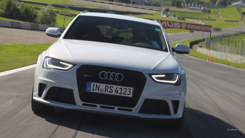 White Audi Rs4 on Track — Dynamic