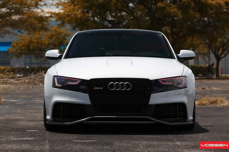 White Audi RS5 Car — Dramatic, Autumn, Photograph