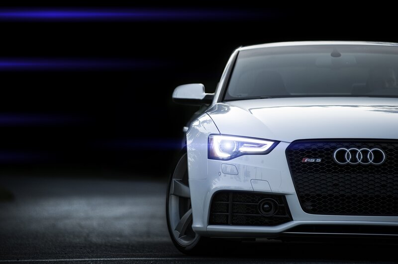 White Audi Rs5 Car — Dramatic, Night