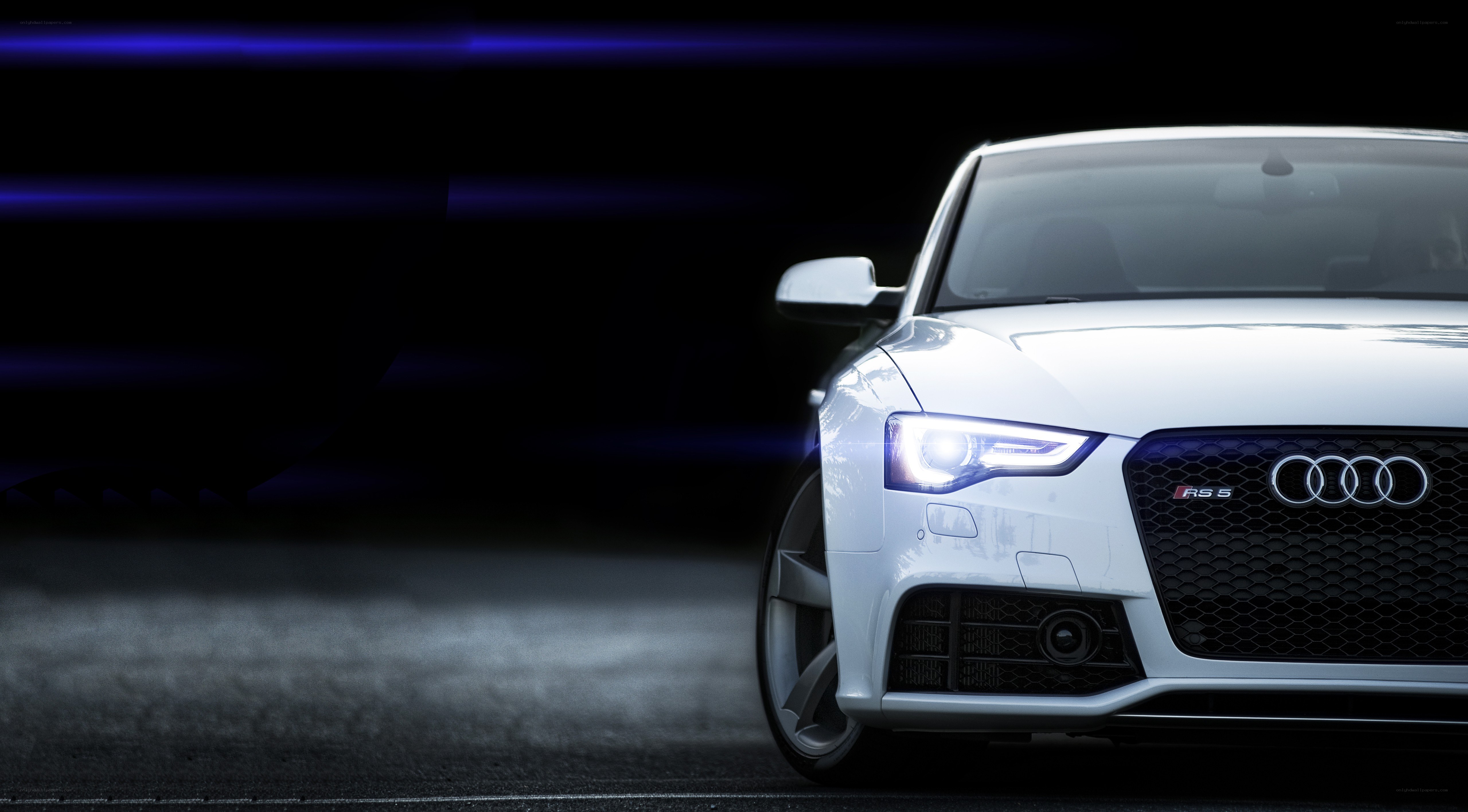 White Audi RS5 front view