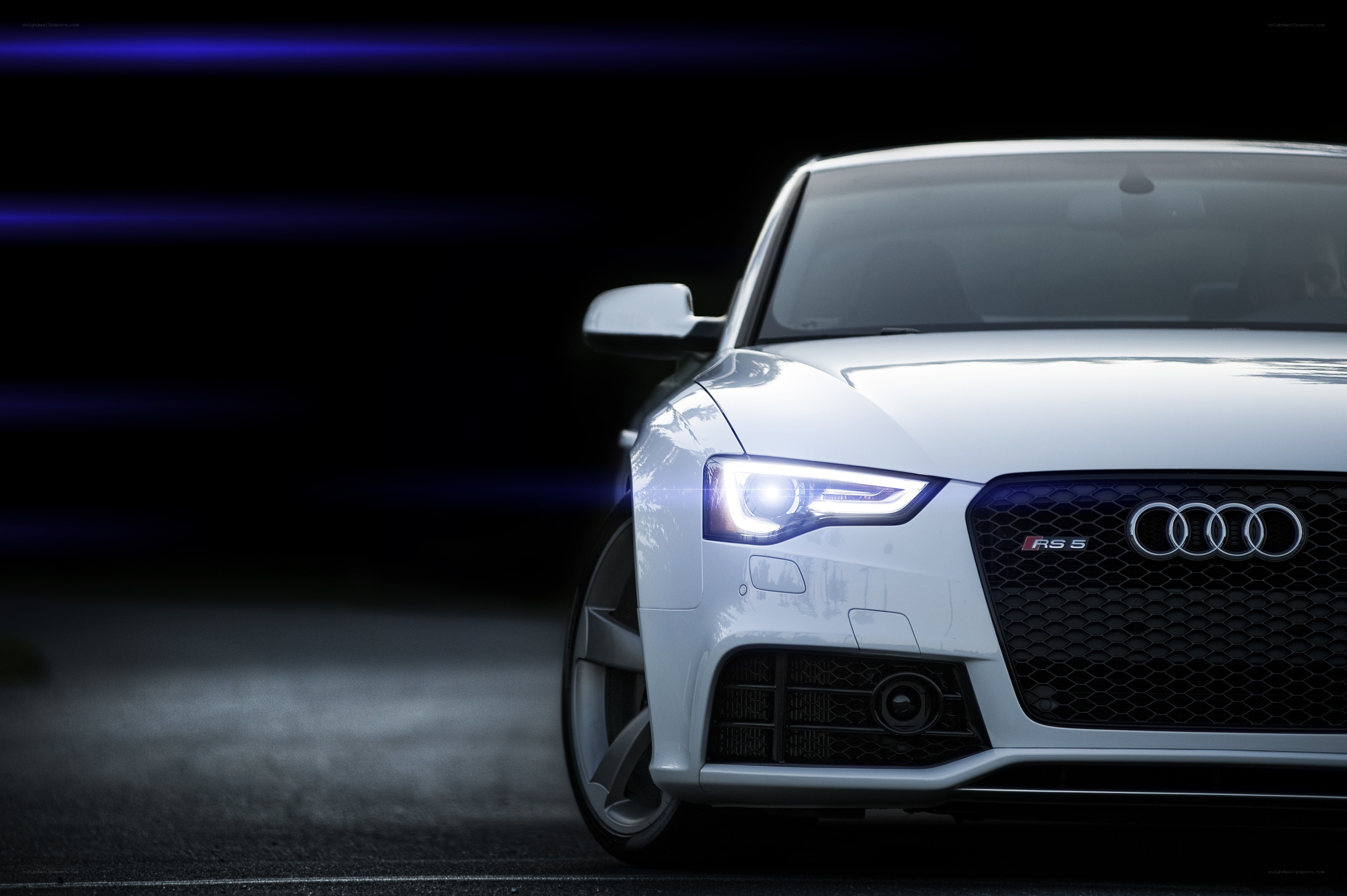 White Audi RS5 front view