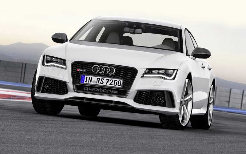 White Audi RS7 on a racetrack