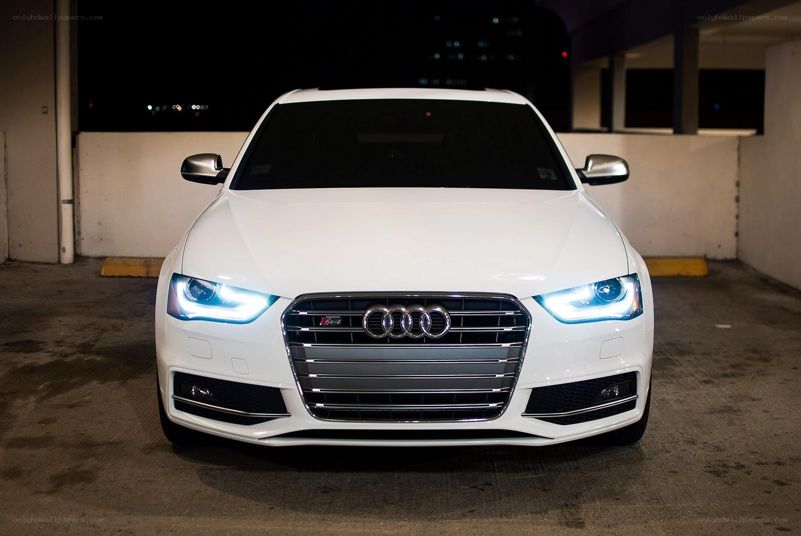 White Audi S4 at night