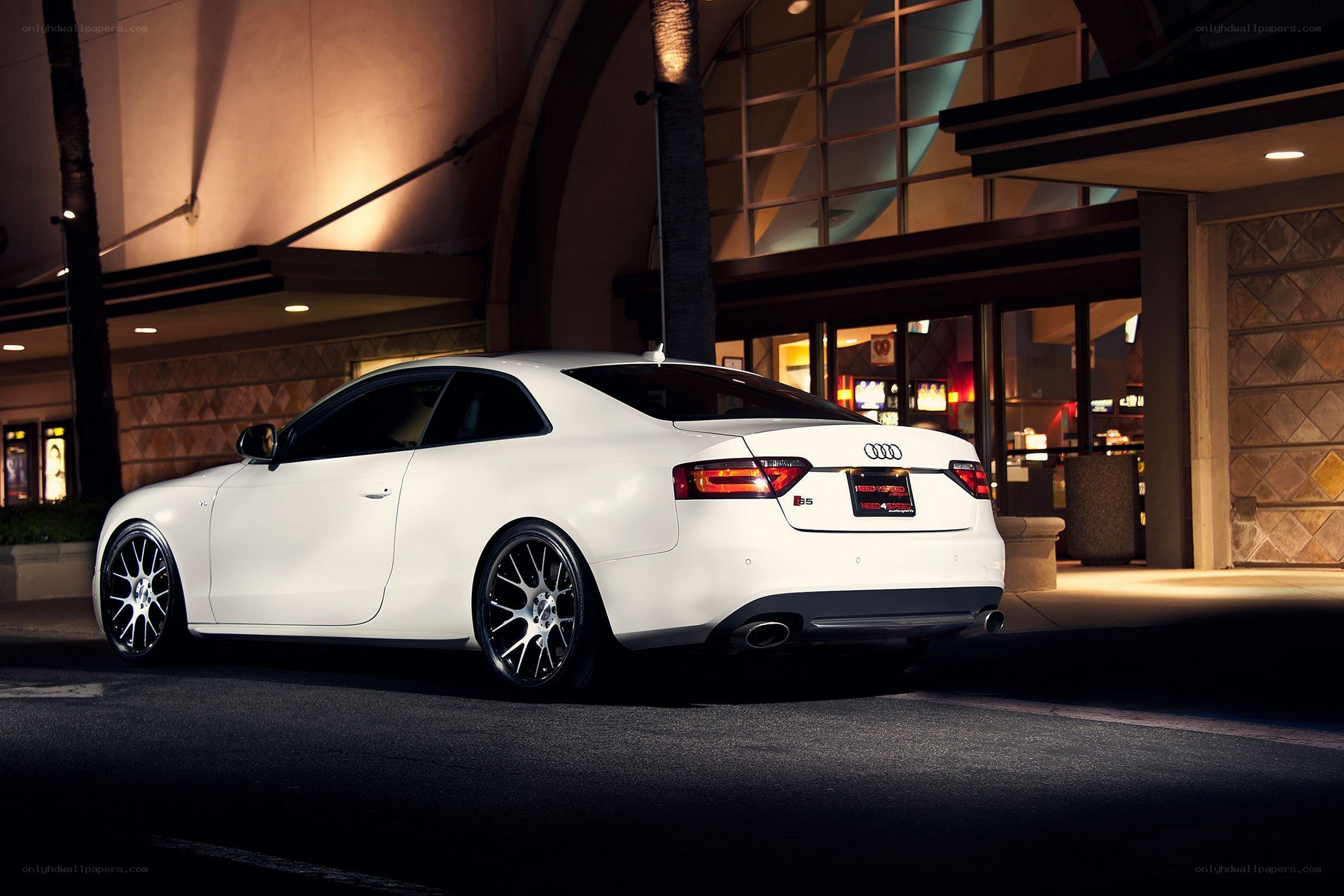 white audi s5 at night