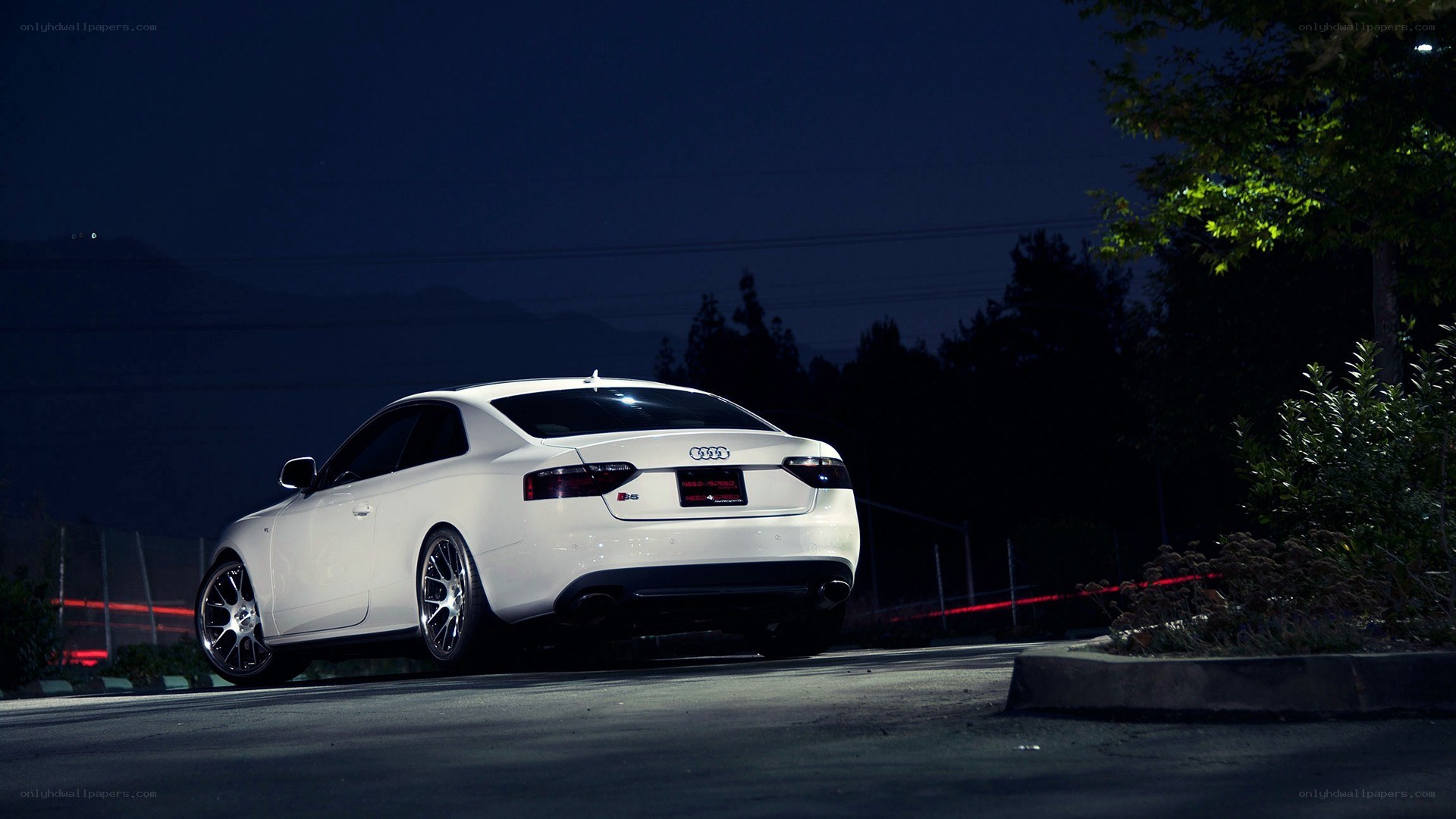 White Audi S5 at night