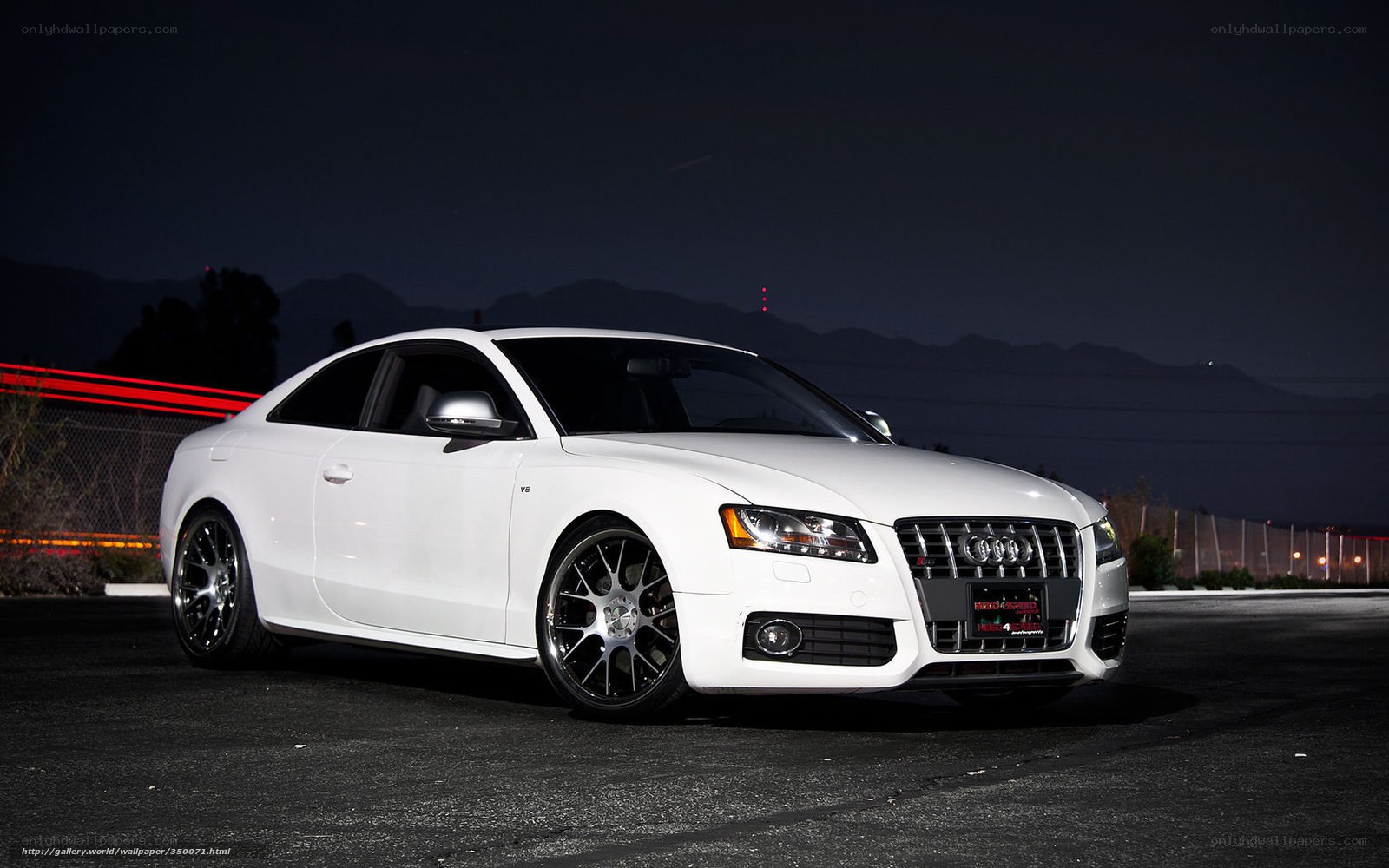 White Audi S5 at night