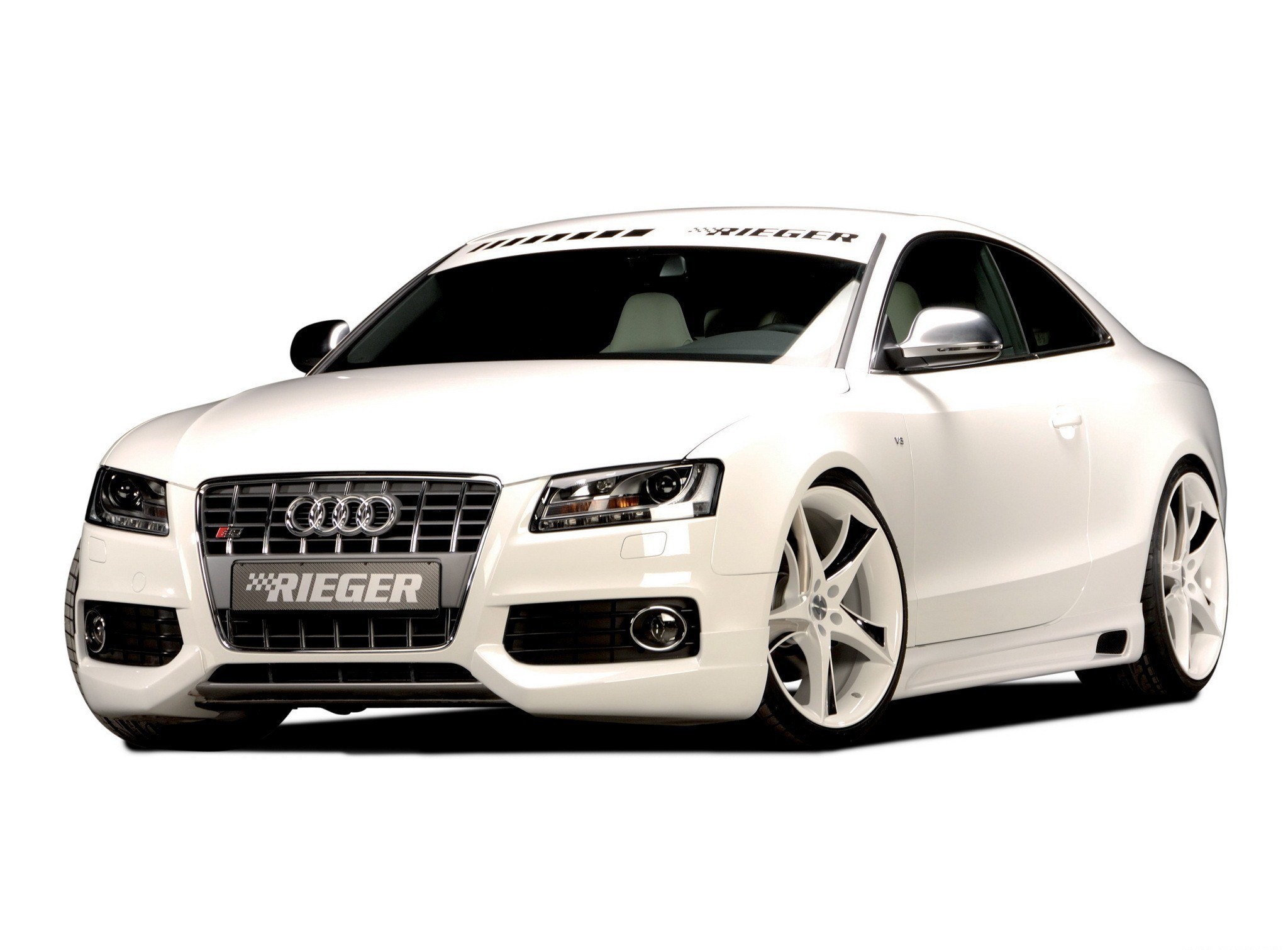 White Audi S5 with Rieger modifications