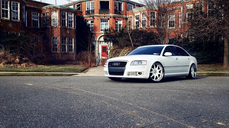 White Audi Sedan — Dramatic, Autumn