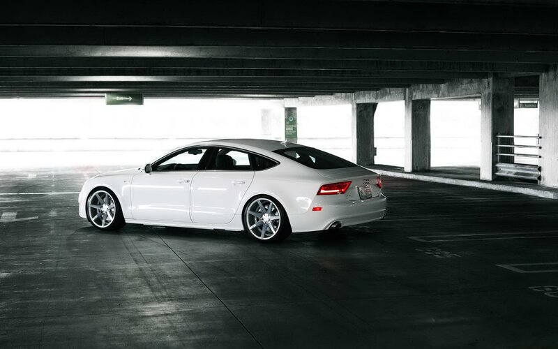 White Audi Sedan — Dramatic, Photograph, Car, Parking Garage