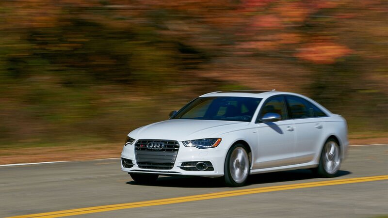 White Audi Sedan — Dynamic, Autumn