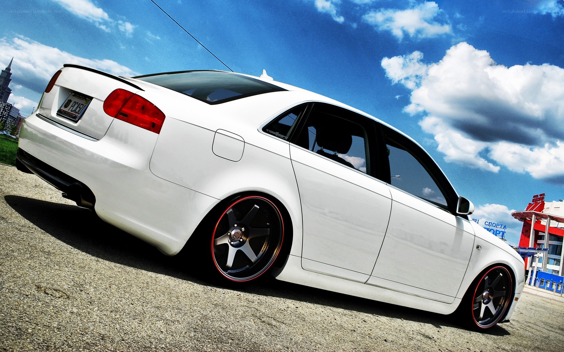 white audi sedan on display