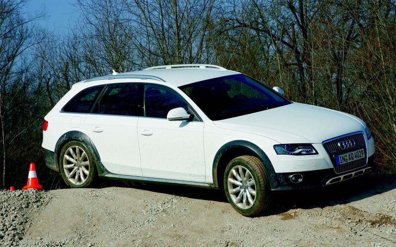White Audi station wagon on gravel