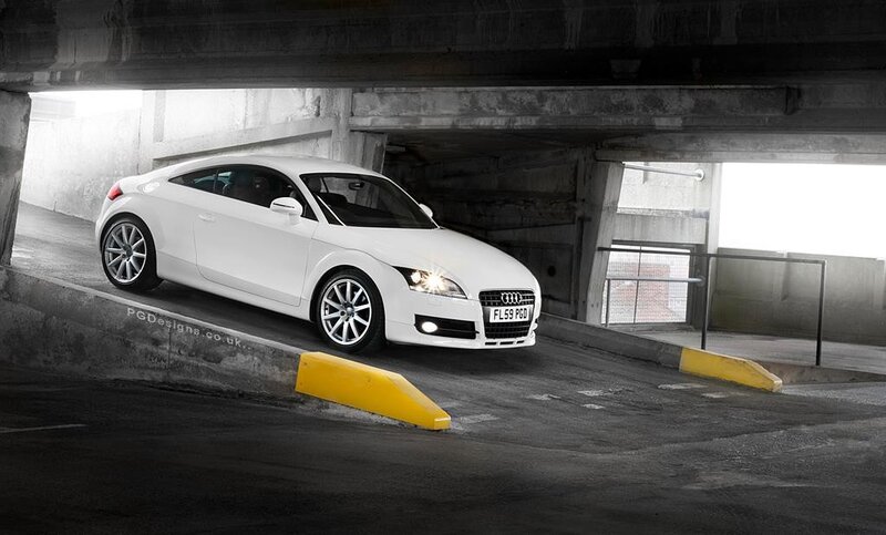 White Audi Tt Car — Dramatic, Photograph
