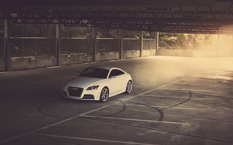 White Audi Tt Car — Dramatic, Sunset