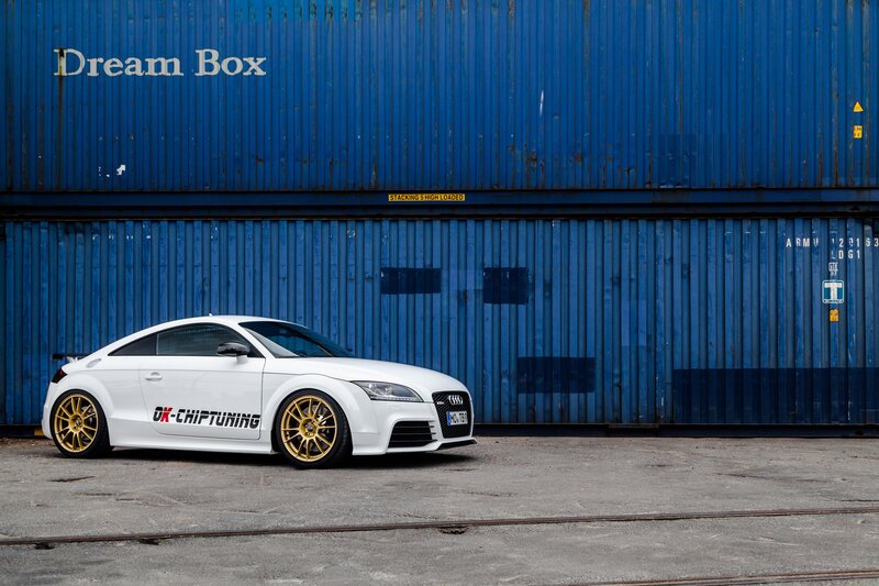 White Audi Tt Car — Industrial, Photograph, Blue Container