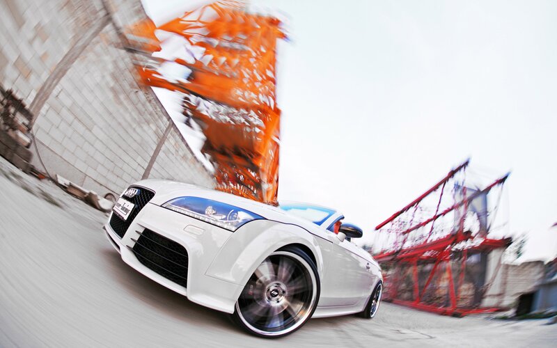 White Audi TT in motion