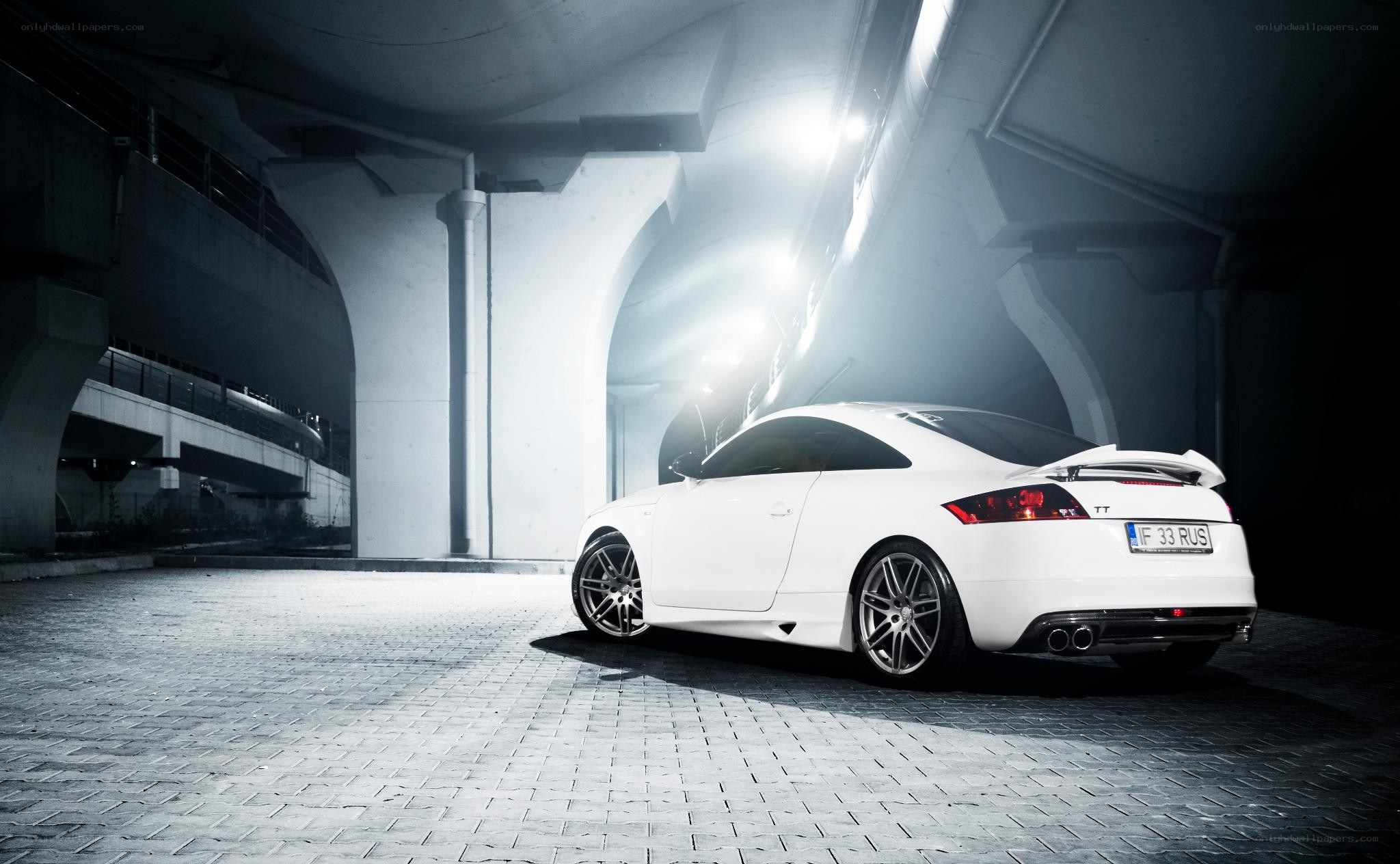 White Audi TT in tunnel