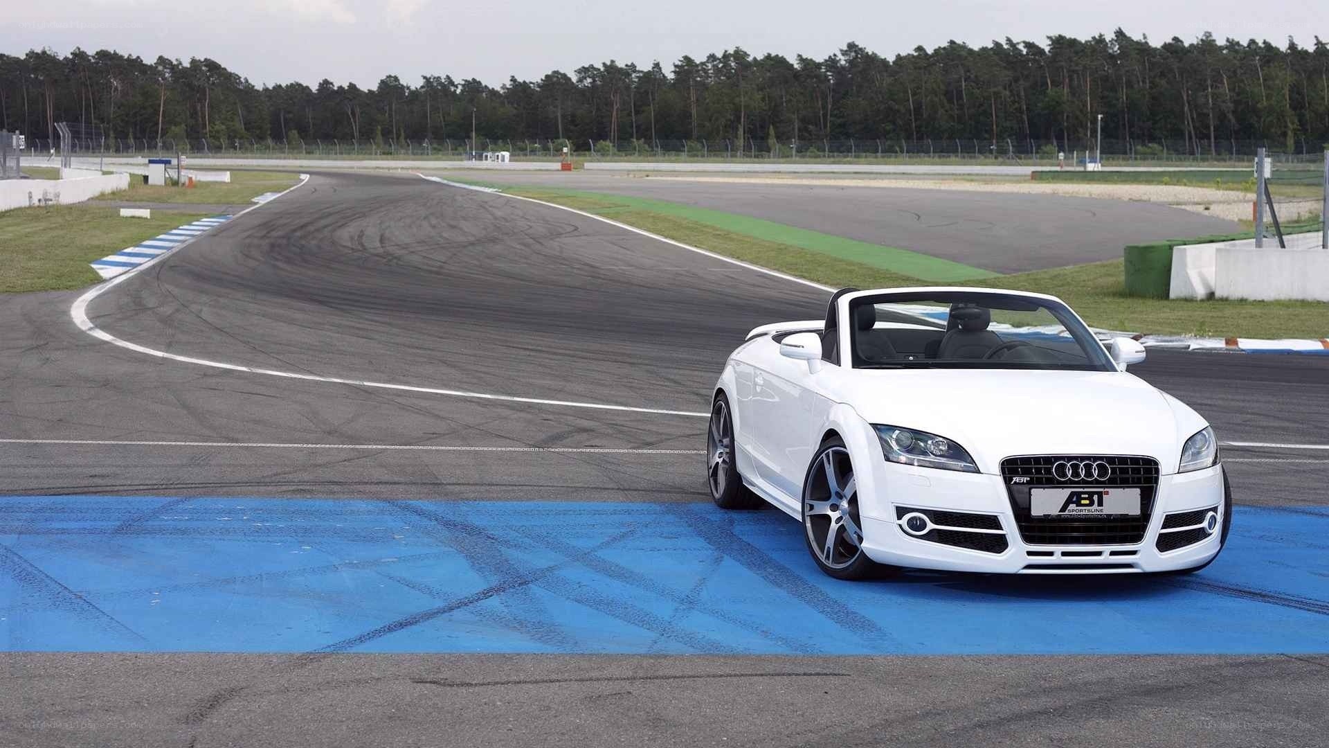 White Audi TT on a racetrack