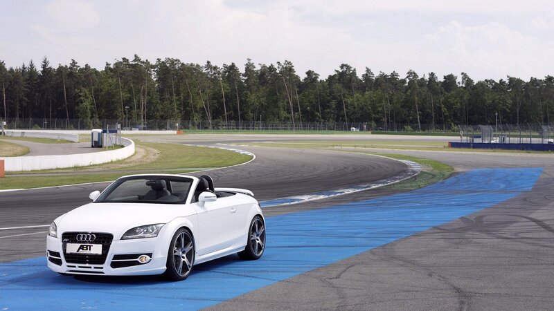 White Audi TT on a racetrack