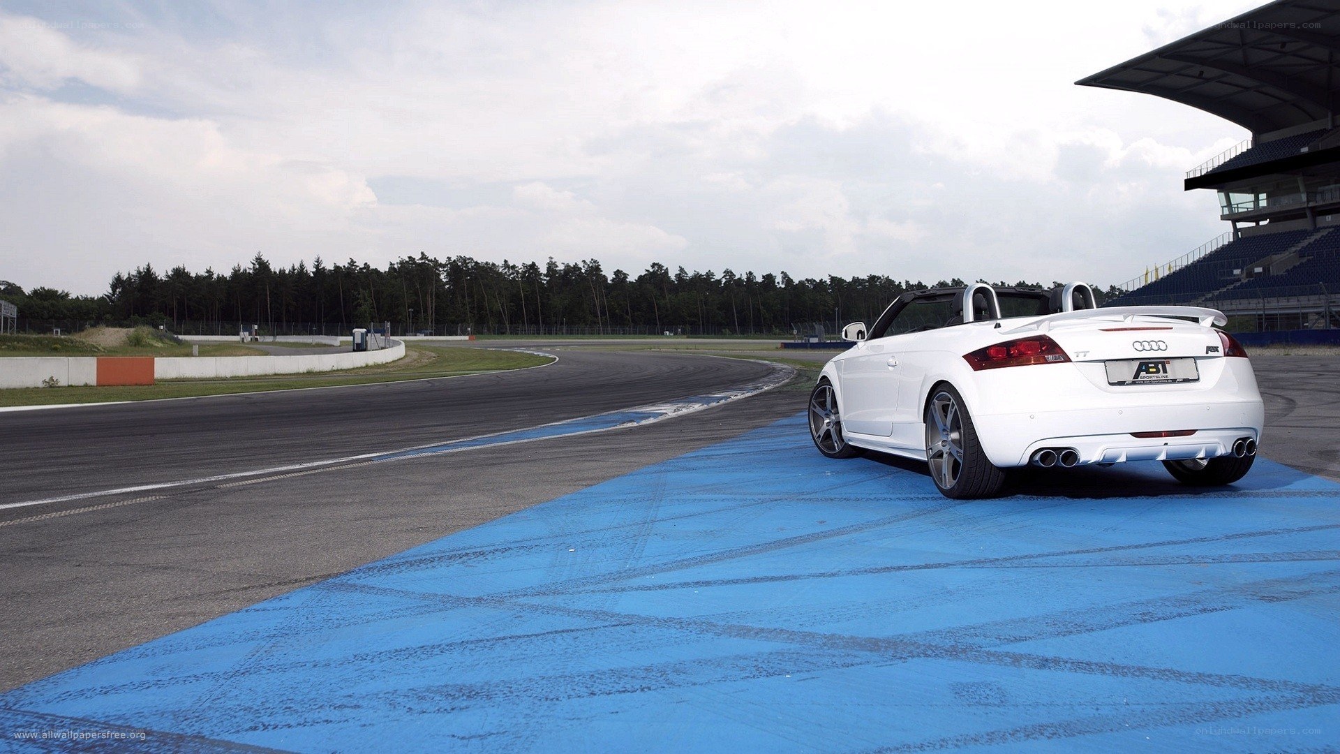 White Audi TT on racetrack