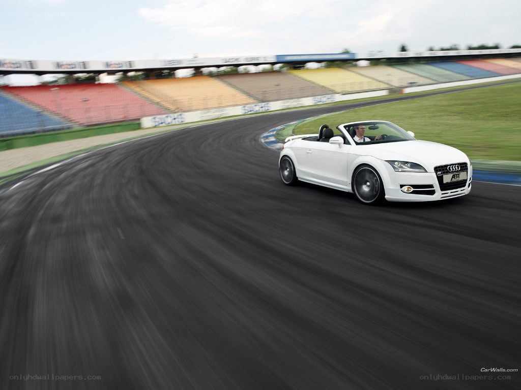 White Audi TT on racetrack