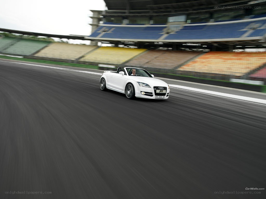 White Audi TT on racetrack