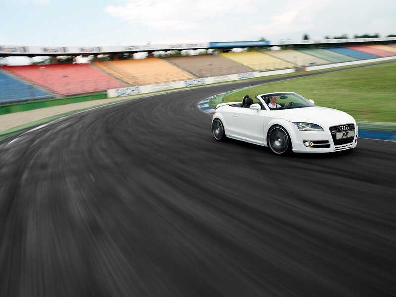 White Audi TT on racetrack