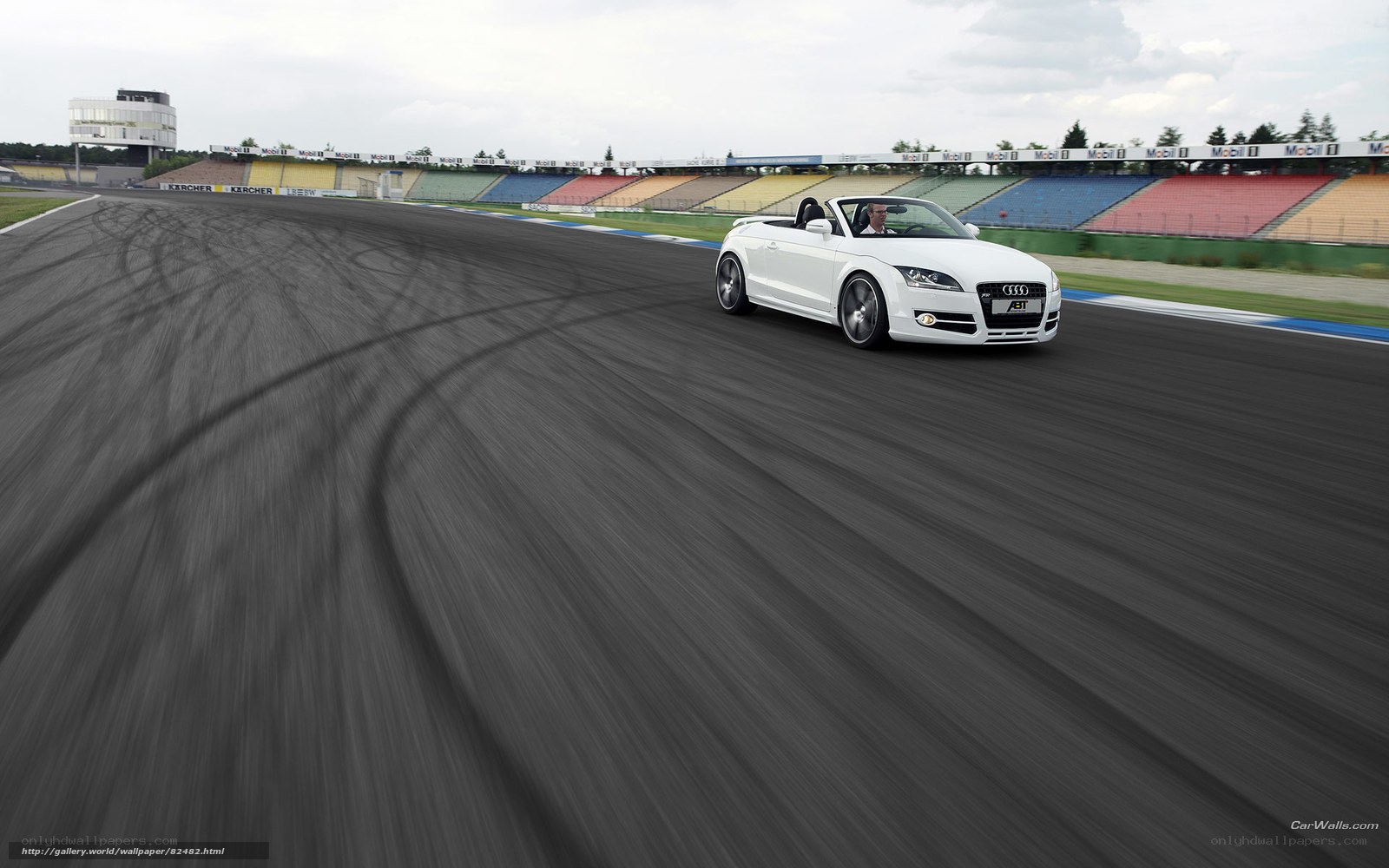 White Audi TT on racetrack
