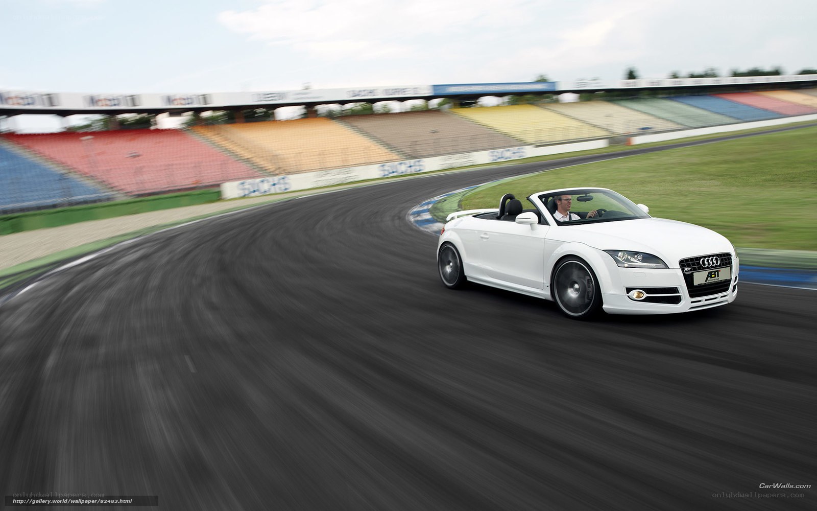 White Audi TT on racetrack