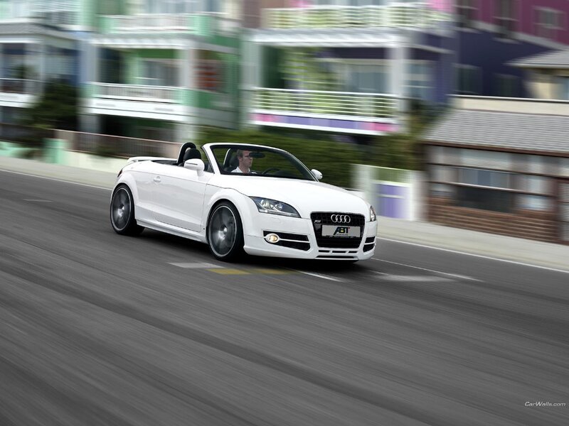 white audi tt roadster in motion
