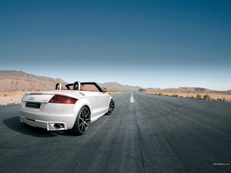 White Audi TT Roadster on desert road