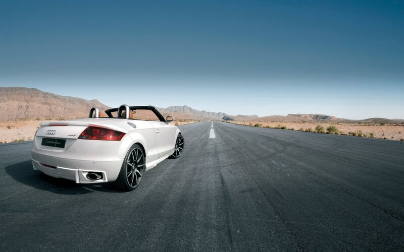 White Audi TT Roadster on desert road
