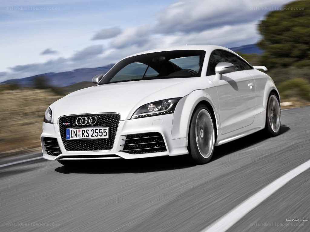 White Audi TT RS in motion
