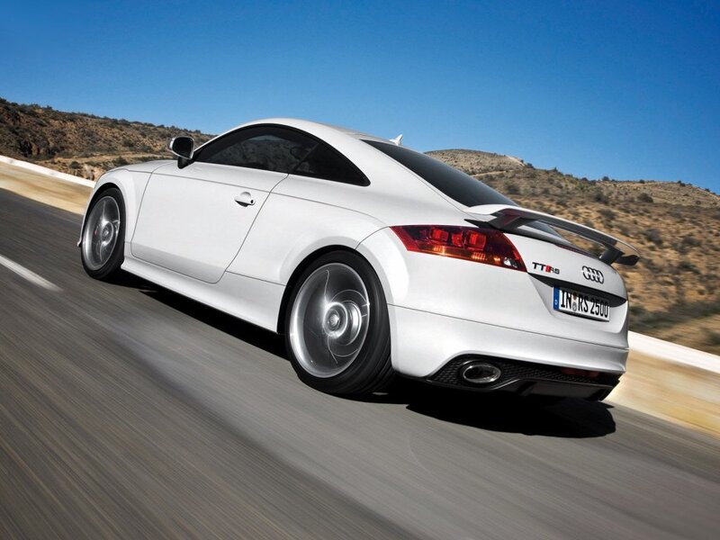 White Audi TT RS in motion