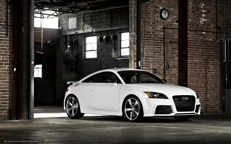 White Audi TT-RS in warehouse