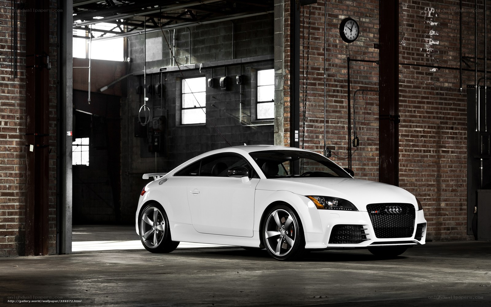 White Audi TT-RS in warehouse