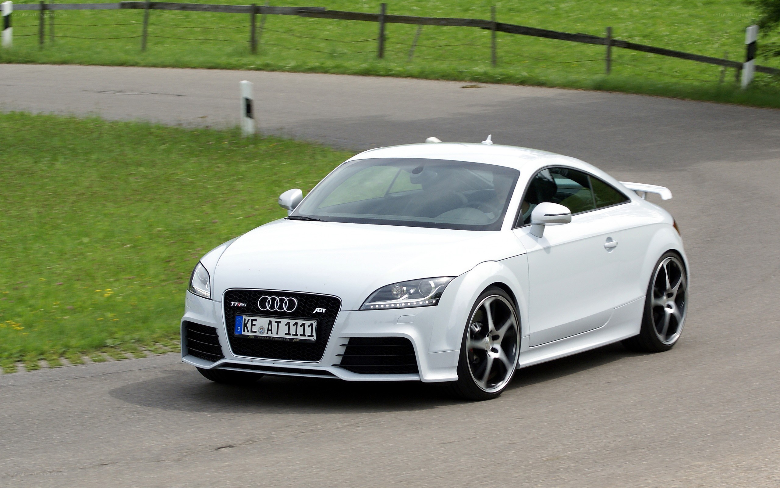 White Audi TT RS on a road