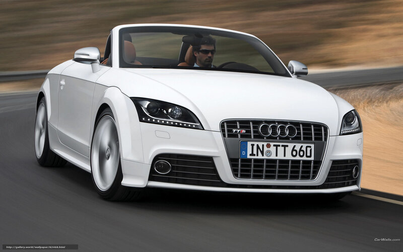 White Audi TT S convertible in motion
