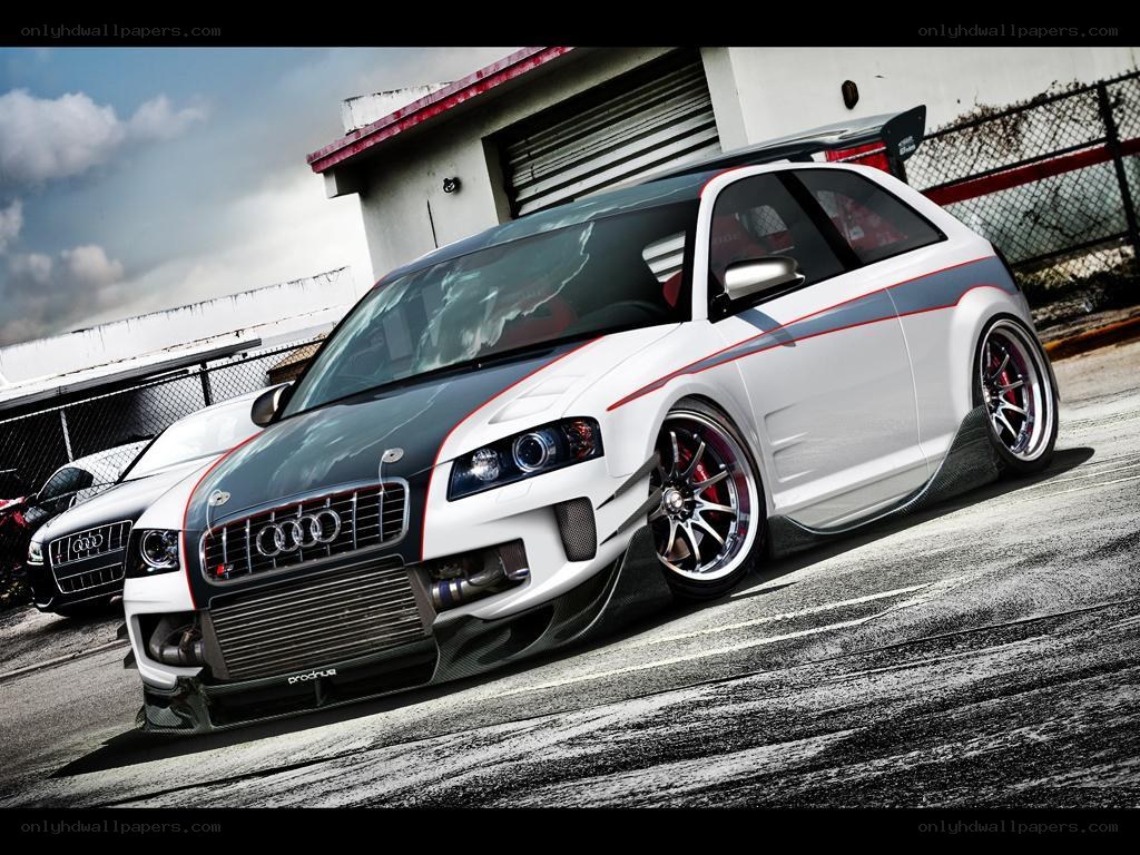 white audi with custom body kit