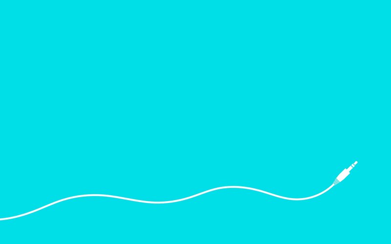 White Audio Cable — Cyan